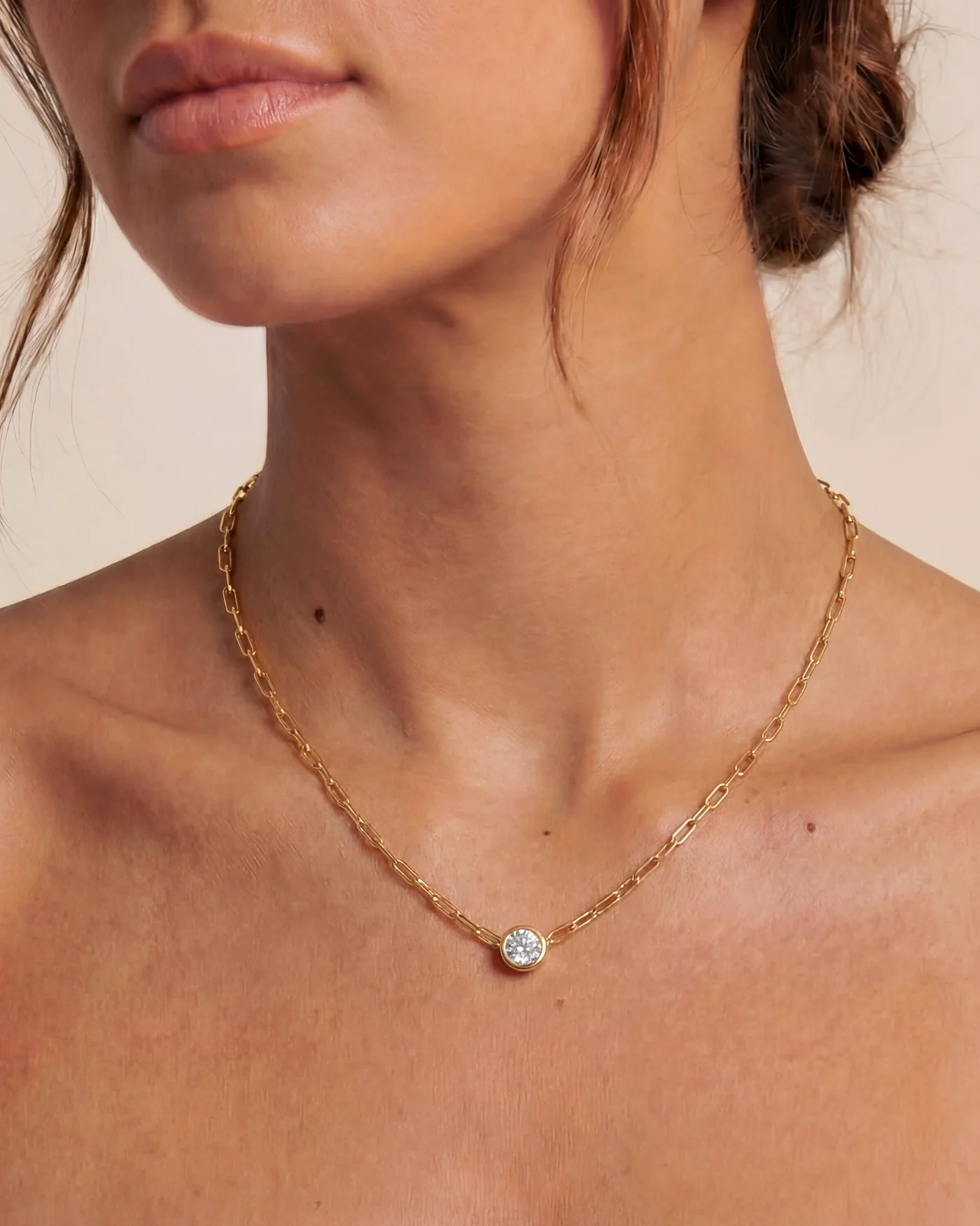 Ava Paperclip Necklace in Diamond - Image 2