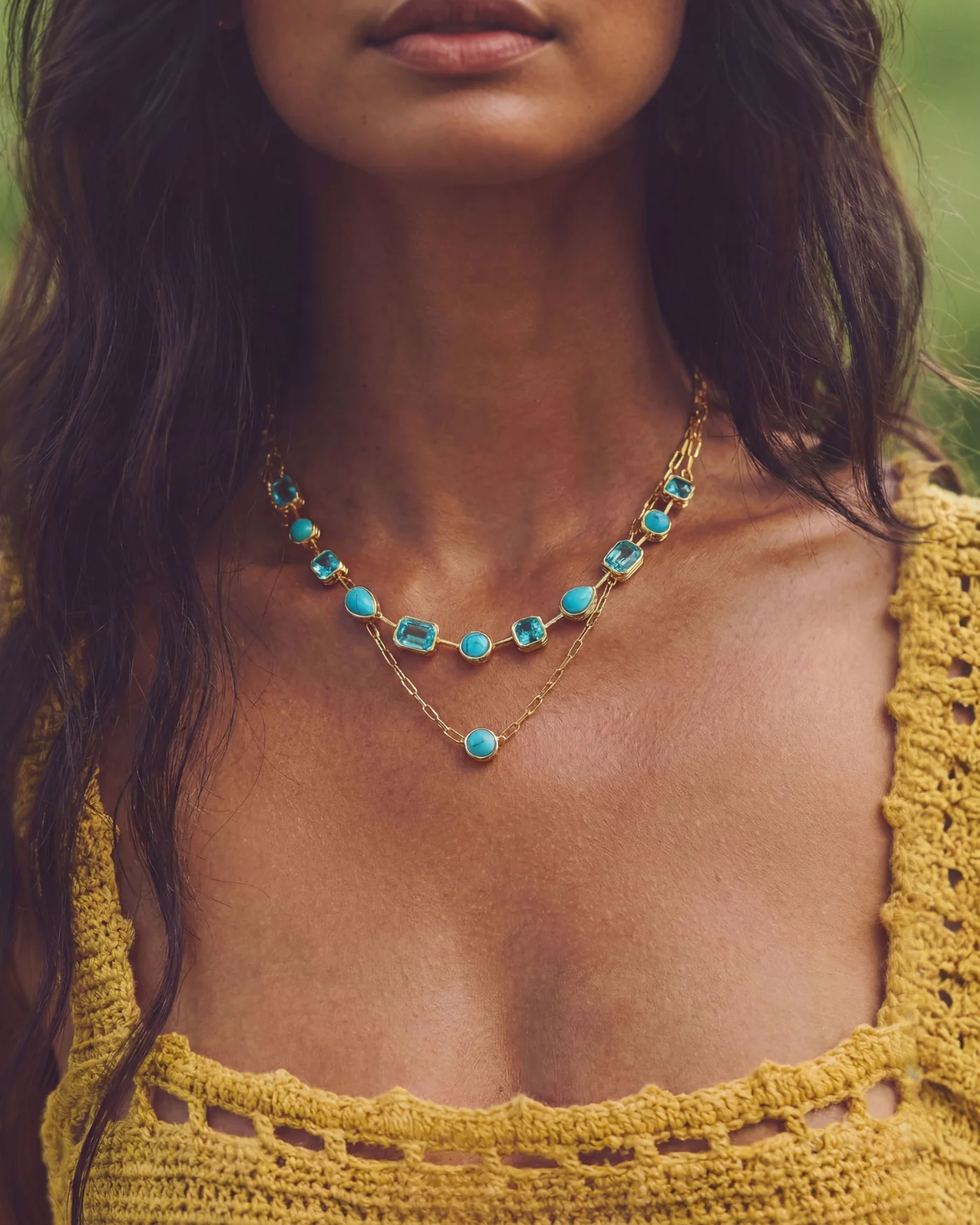 Ava Paperclip Necklace in Turquoise - Image 4
