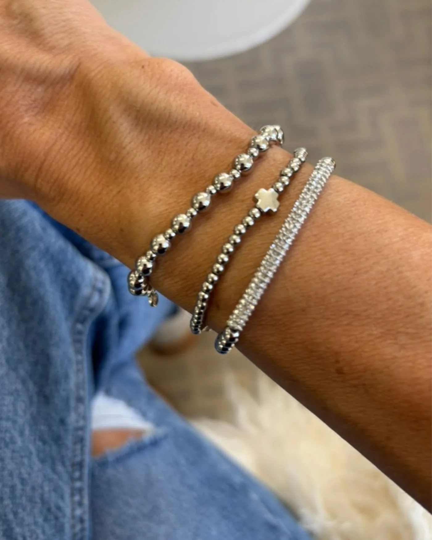 Cross Beaded Stretch Bracelet - Image 5
