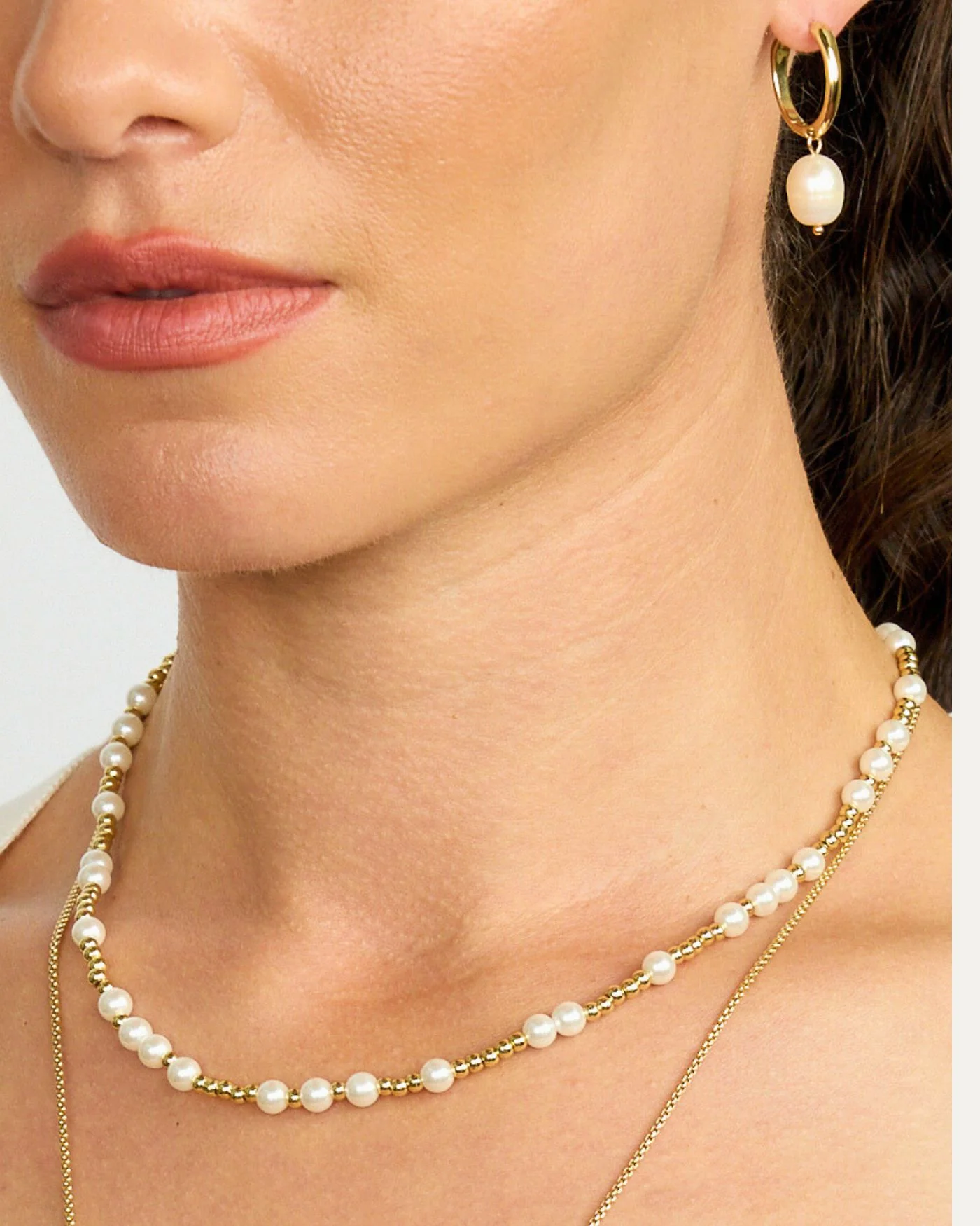 Pearl and Gold Beaded Adjustable Choker Necklace - Image 6