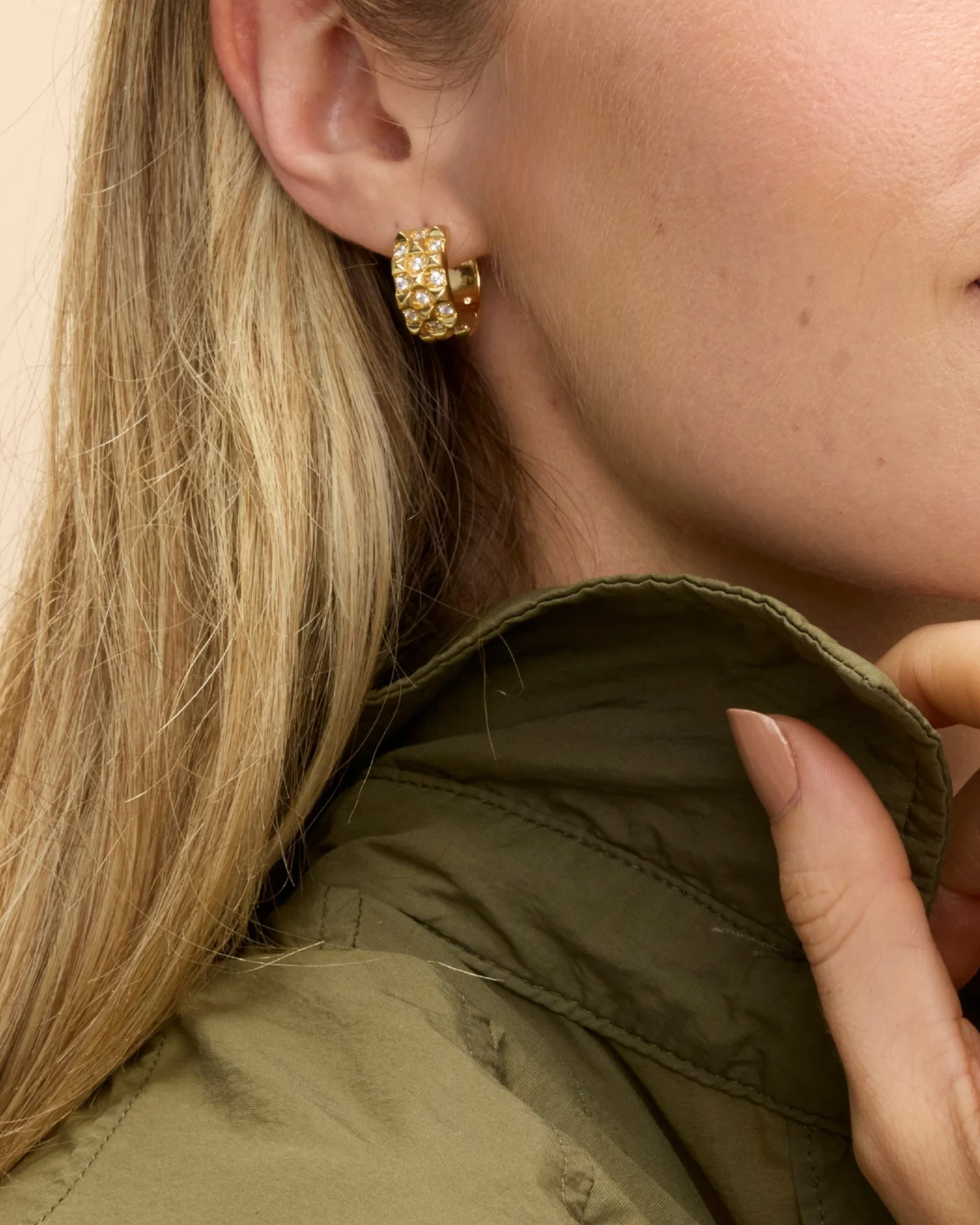 Vivienne Hinged Huggie Earrings - Image 2